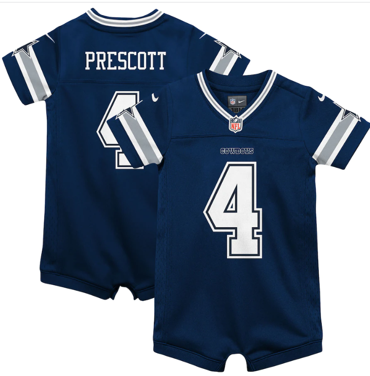Dallas Cowboys Nike #4 Dak Prescott Infant Jersey Romper- Navy