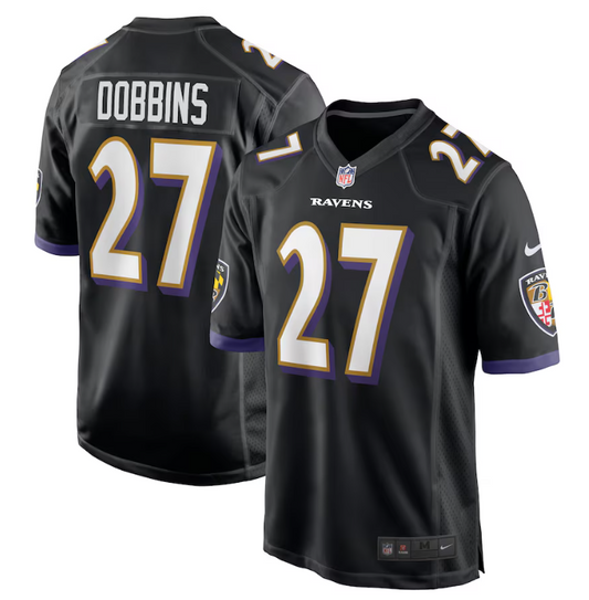 Baltimore Ravens Nike #27 J.K. Dobbins Game Jersey Men's Jersey - Black