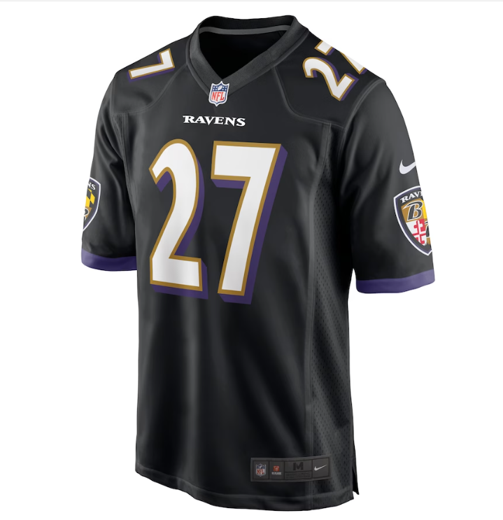 Baltimore Ravens Nike #27 J.K. Dobbins Game Jersey Men's Jersey - Black