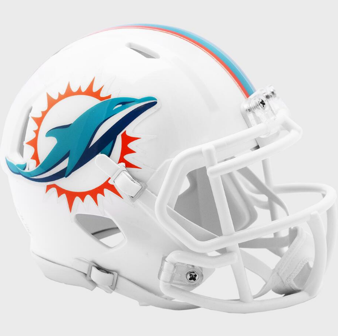 Miami Dolphins Riddell White Mini Speed Replica Helmets
