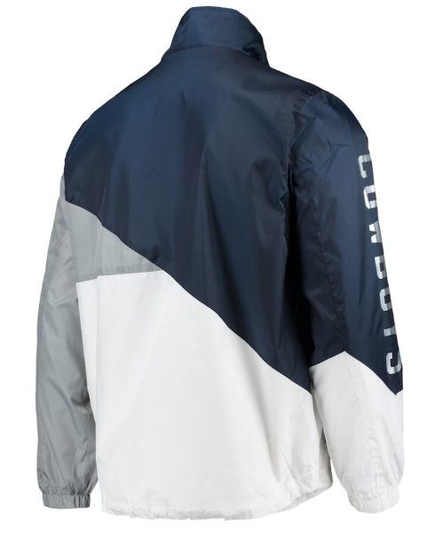 Dallas Cowboys Double Team Half Zip Pullover Men's Jacket - Navy / White