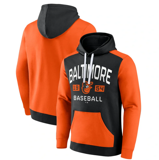 Baltimore Orioles Fanatics Branded Chip Pullover Hoodie - Black/Orange
