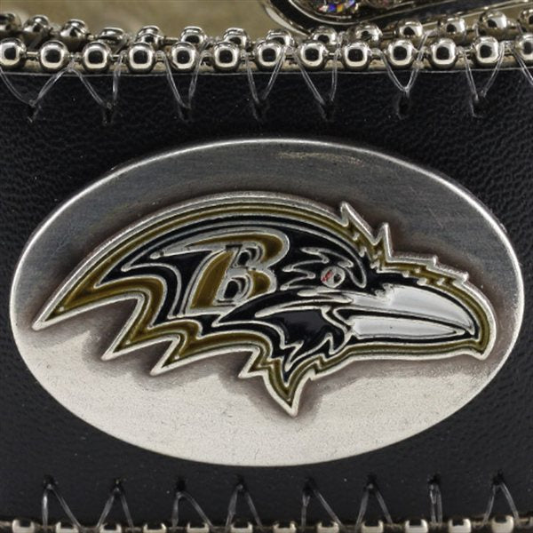 Baltimore Ravens Women's Leather Western Glitz Belt with Conchos