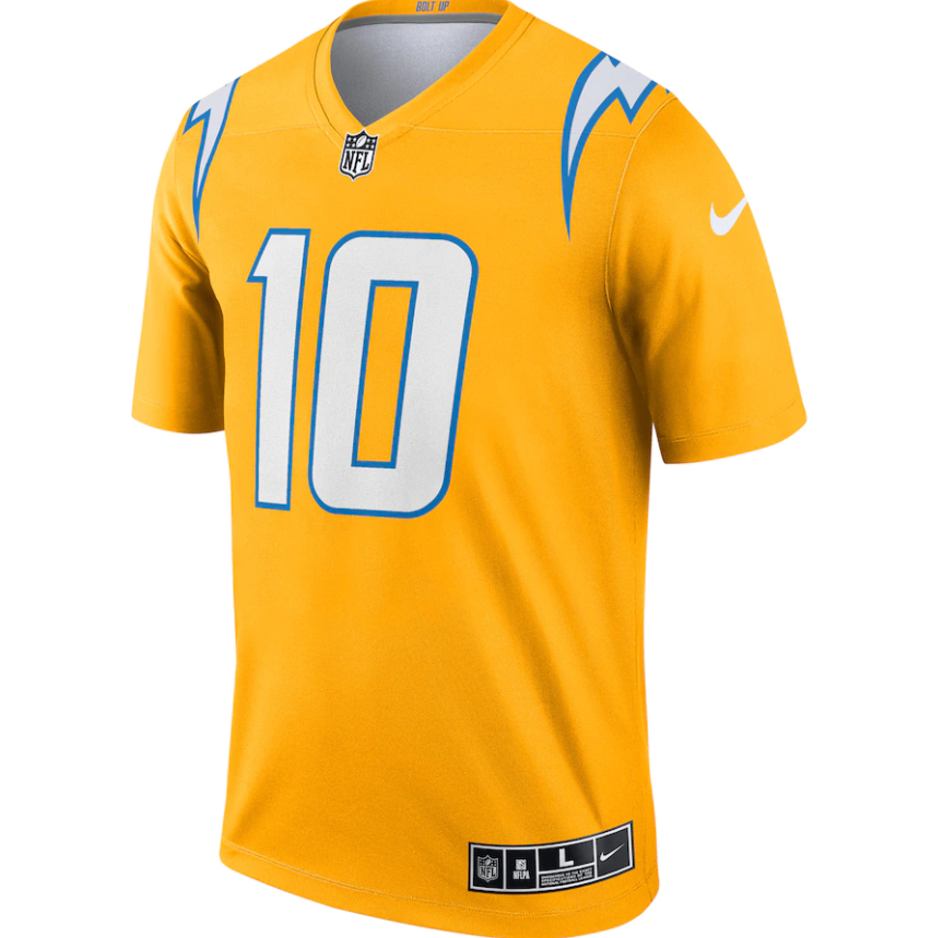 Los Angeles Chargers #10 Justin Herbert NFL Inverted Youth Jersey - Yellow