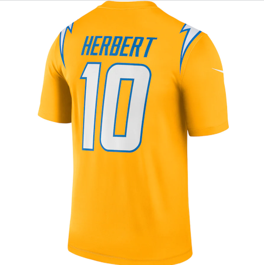 Los Angeles Chargers #10 Justin Herbert NFL Inverted Youth Jersey - Yellow