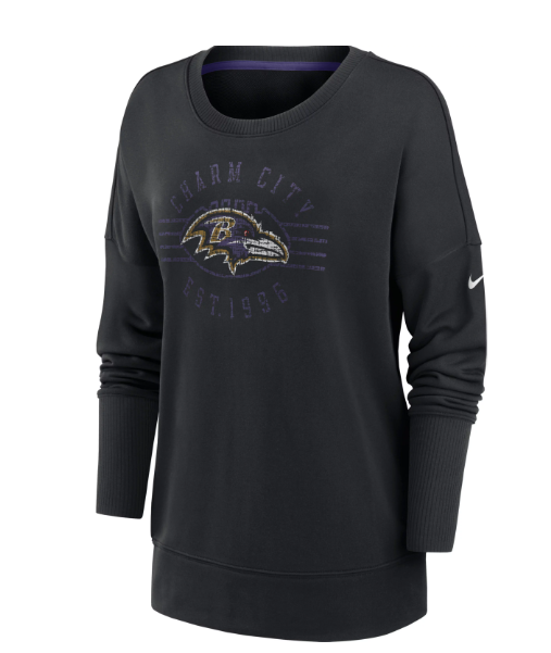 Baltimore Ravens Womens Nike Historic Fleece Crew Sweatshirts Black