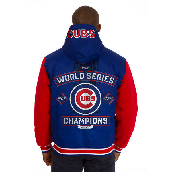 Chicago Cubs JH Design 3 Time World Series Champions Poly Fleece Reversible Jacket