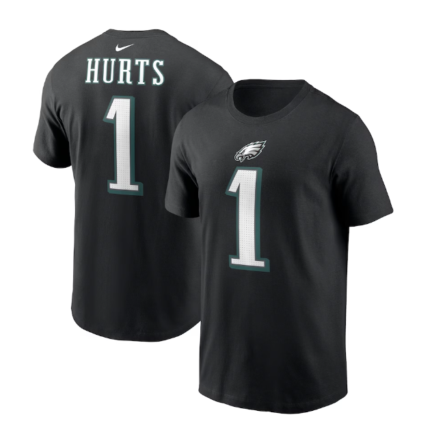 Philadelphia Eagles Nike #1 Jalen Hurts Youth Player T-Shirt Black