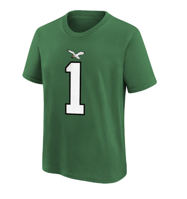 Philadelphia Eagles Nike #1 Jalen Hurts Youth Player Kelly Green T-Shirt