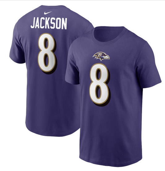 Lamar Jackson Baltimore Ravens Nike Player Name & Number T-Shirt - Purple