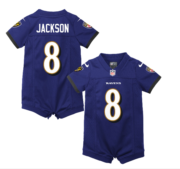 Infant Baltimore Ravens Lamar Jackson Nike Purple Game Jersey Romper