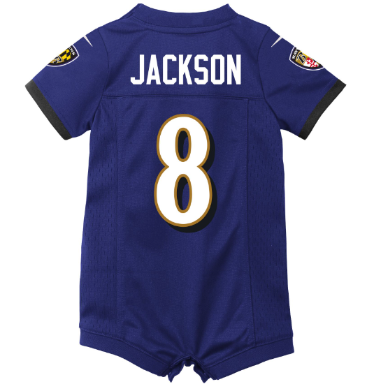 Infant Baltimore Ravens Lamar Jackson Nike Purple Game Jersey Romper