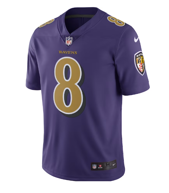 Baltimore Ravens #8 Lamar Jackson Mens Nike Color Rush Vapor Limited Jersey - Purple