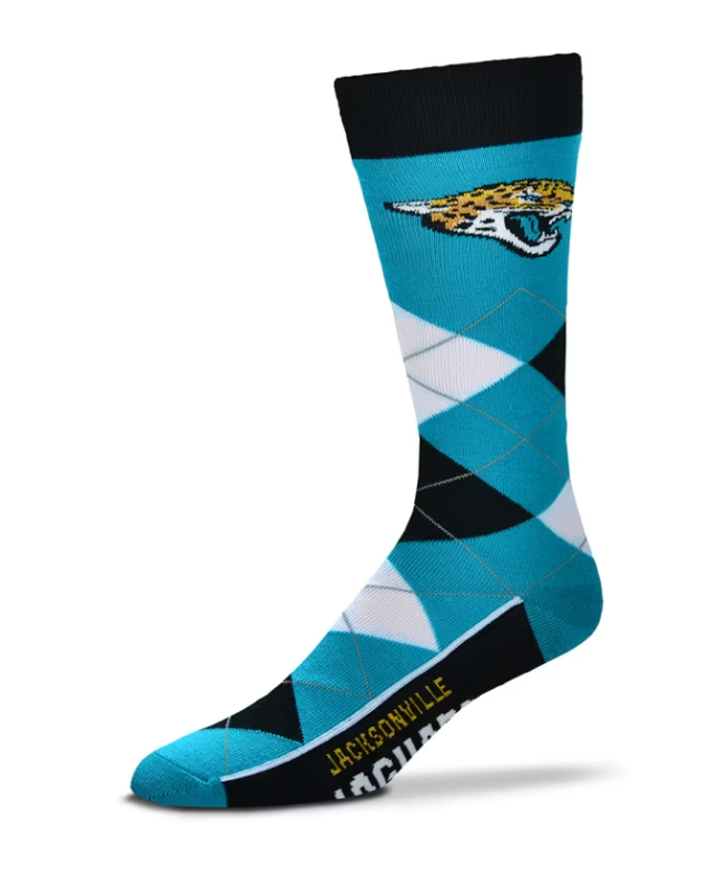 Jacksonville Jaguars For Bare Feet Argyle Lineup Socks OSFM