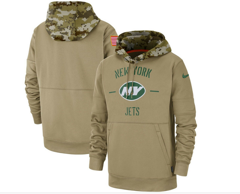 New York Jets Men's Nike Salute To Service Hoodie- Tan/Camo