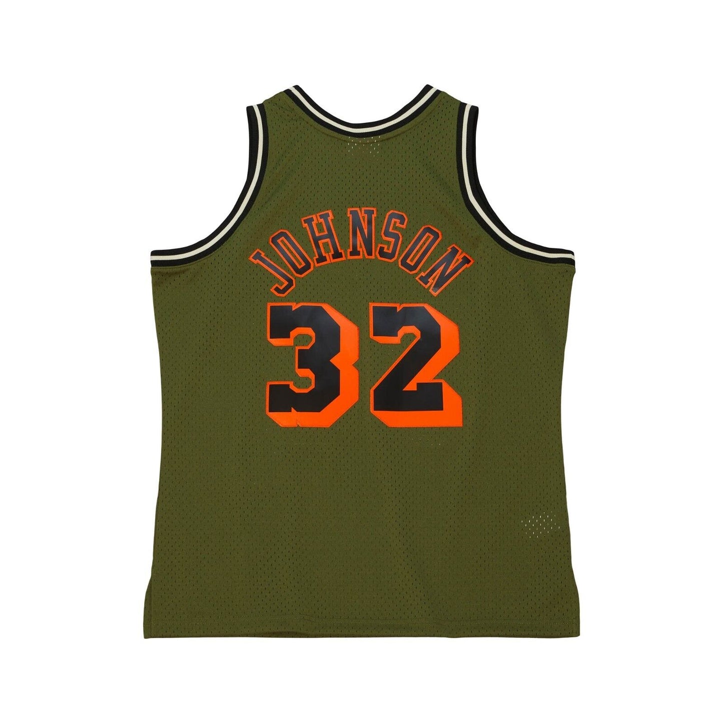 Los Angeles Lakers Mitchell & Ness #32 Magic Johnson Olive Flight 1984-85 Hardwood Classics Swingman Jersey