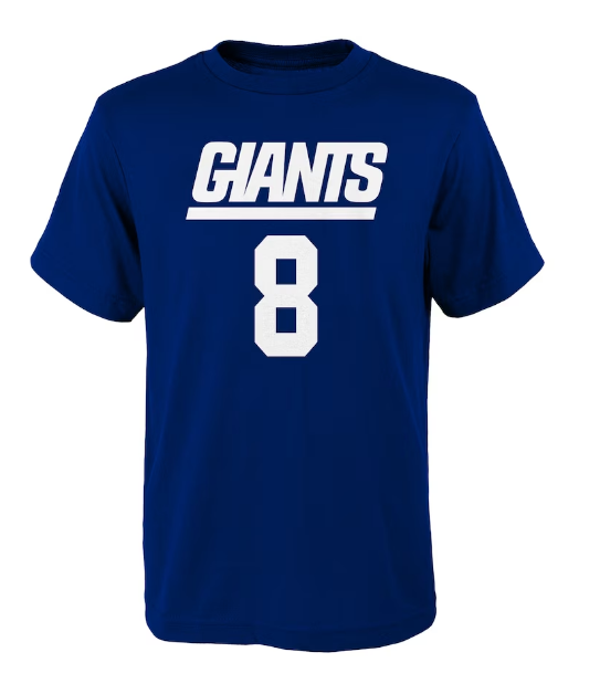 New York Giants Outerstuff Daniel Jones #8 Youth Mainliner Player T-Shirt Blue