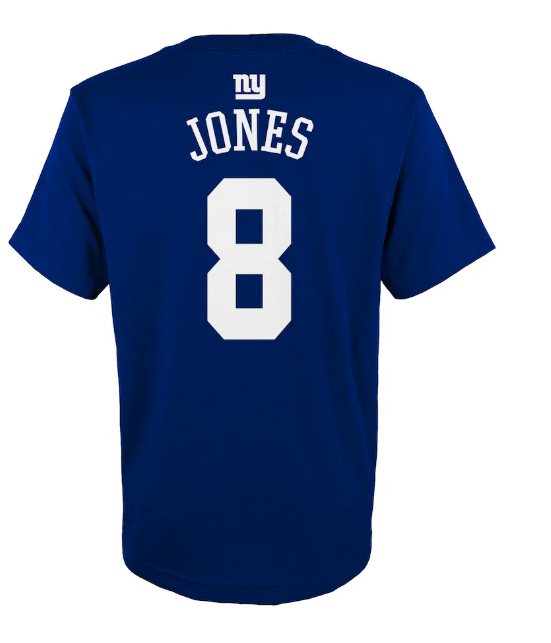 New York Giants Outerstuff Daniel Jones #8 Youth Mainliner Player T-Shirt Blue