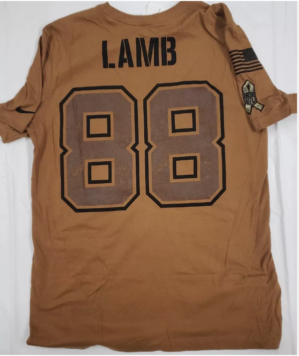 Dallas Cowboys #88 CeeDee Lamb Salute to Service Player T-Shirt - Brown