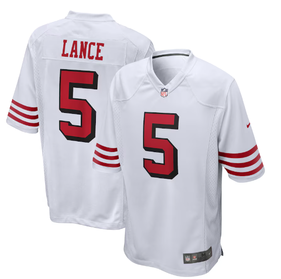 San Francisco 49ers Nike #5 Trey Lance Youth Color Rush Jersey
