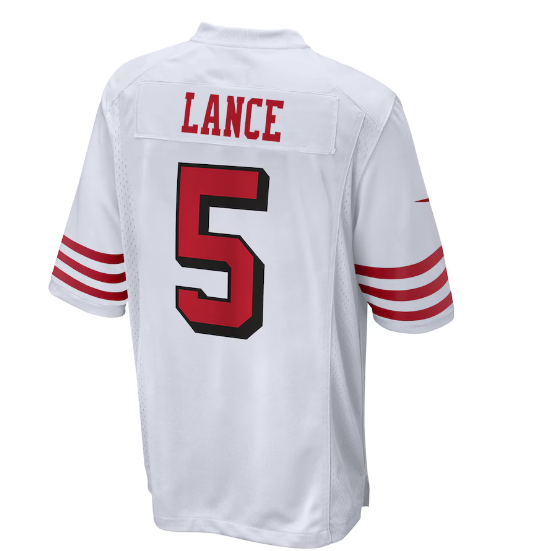 San Francisco 49ers Nike #5 Trey Lance Youth Color Rush Jersey