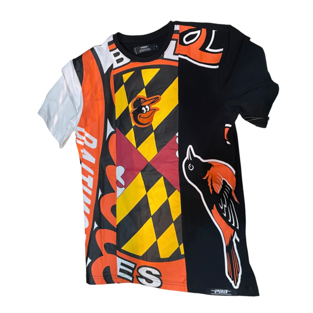 Baltimore Orioles Pro Stanadard Mash Up Maryland Flag  Men's T-Shirt
