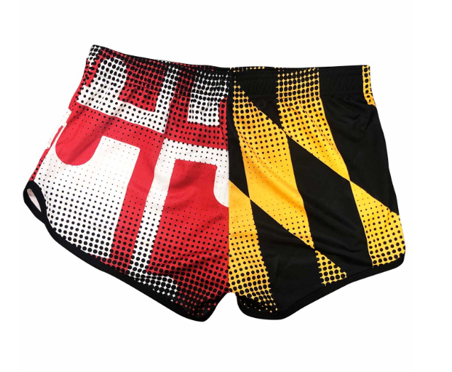 Route One Maryland Pixel Flag Womens Athletic Shorts