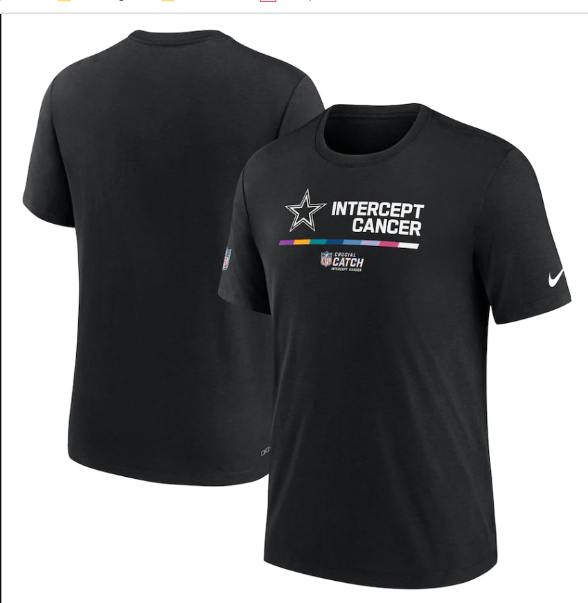 Men's Dallas Cowboys Nike Black NFL Crucial Catch Performance T-Shirt