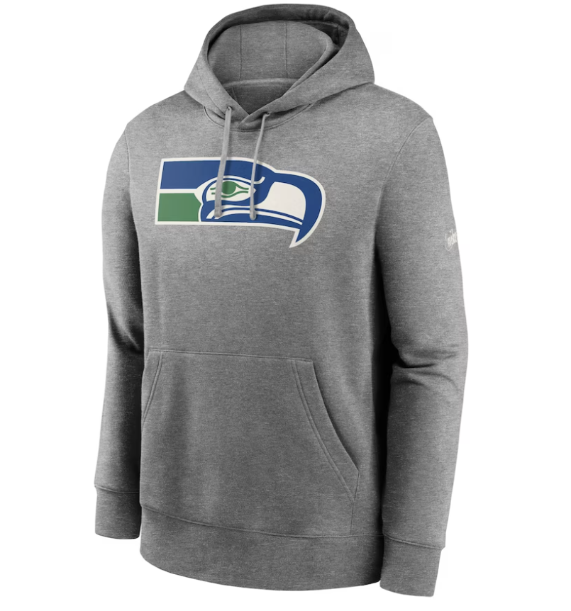 Seattle Seahawks Nike Rewind Club Fleece Pullover Hoodie - Heathered Gray