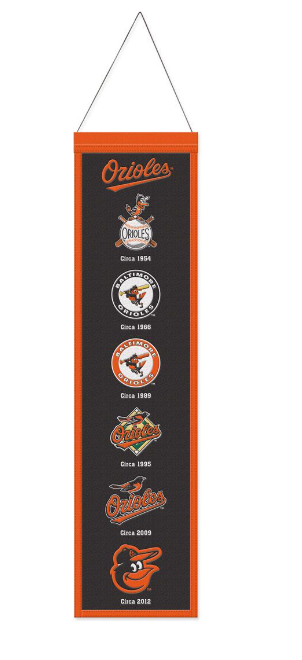 Baltimore Orioles Team Evolution Heritage 8 X 32 Wool Banner