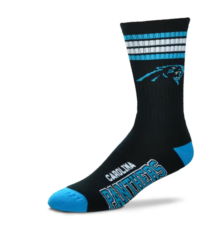 Carolina Panthers For Bare Feet Adult Black Deuce Sock