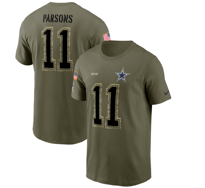 Dallas Cowboys Nike Salute to Service #11 Micha Parsons Player T-Shirt- Olive