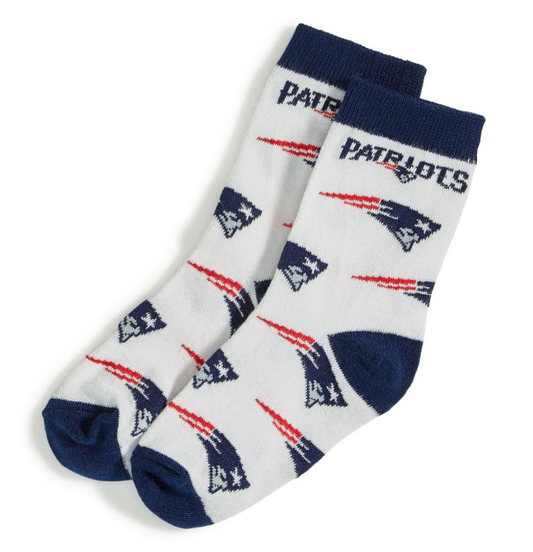 New England Patriots For Bare Feet Pre-School Kids All Over Logo Sock