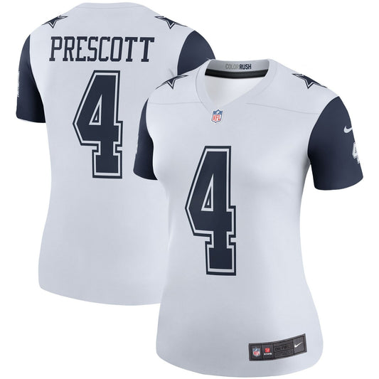 Dallas Cowboys Nike #4 Dak Prescott Women's  Legend Color Rush White Jersey