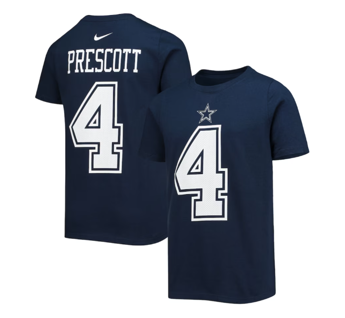 Dallas Cowboys Nike Youth #4 Dak Prescott Player T-Shirt- Blue
