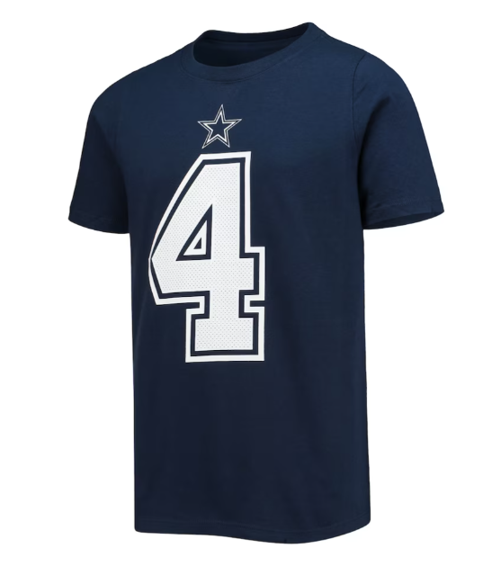 Dallas Cowboys Nike Youth #4 Dak Prescott Player T-Shirt- Blue