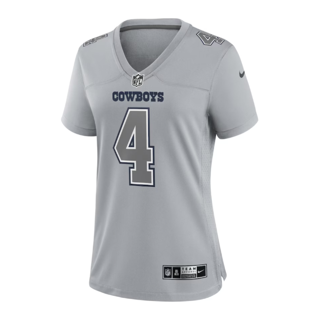 Dallas Cowboys Nike Women's #4 Dak Prescott Atmosphere Game Jersey - Gray