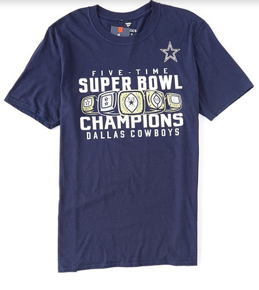 Dallas Cowboys 5 Time Super Bowl Champion Rings Men's T-Shirt - Blue