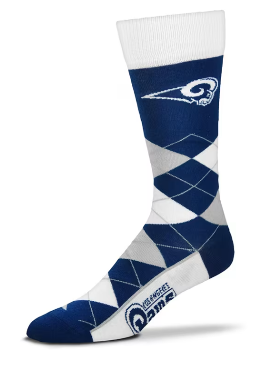 Los Angeles Rams For Bare Feet Adult Argyle Lineup Socks OSFM
