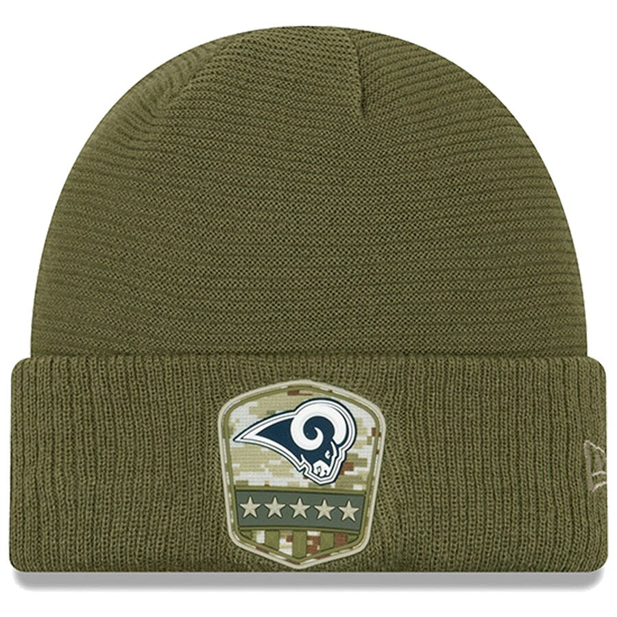 Los Angeles Rams New Era Salute to Service Knit Hat - Olive