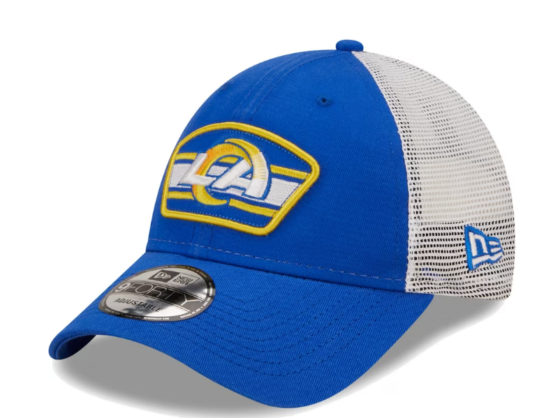 Los Angeles Rams New Era Logo Patch Trucker Mesh 9Forty Snap Back Hat - Gray