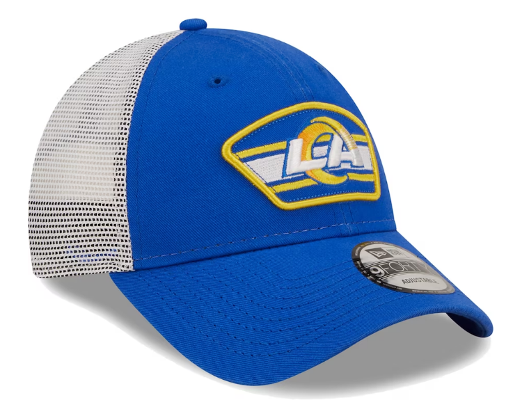 Los Angeles Rams New Era Logo Patch Trucker Mesh 9Forty Snap Back Hat - Gray