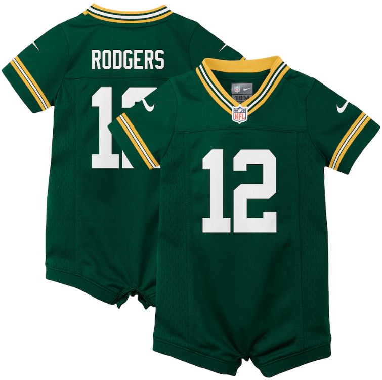Green Bay Packers Nike #12 Aaron Rodgers Infant Jersey Romper-Green