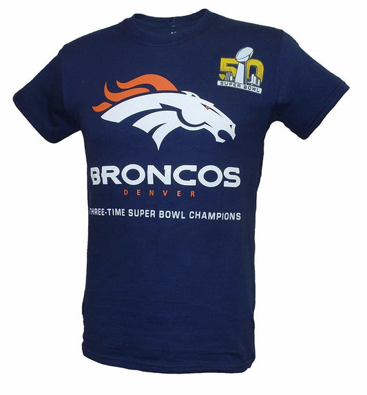 Denver Broncos 3 Time Super Bowl Champions Banner T-shirt- Blue