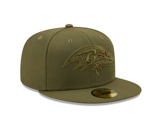 Baltimore Ravens New Era Color Pack New Olive 59fifty Fitted Hat - Red Eye