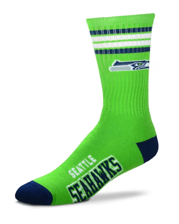 Seattle Seahawks For Bare Feet Adult Green Deuce Sock
