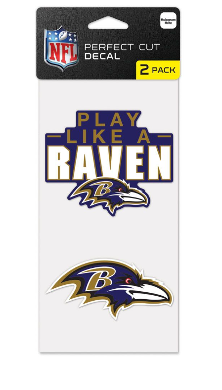 Baltimore Ravens Wincraft Perfect Cut Decal 4x4 Set of Two Team Slogan