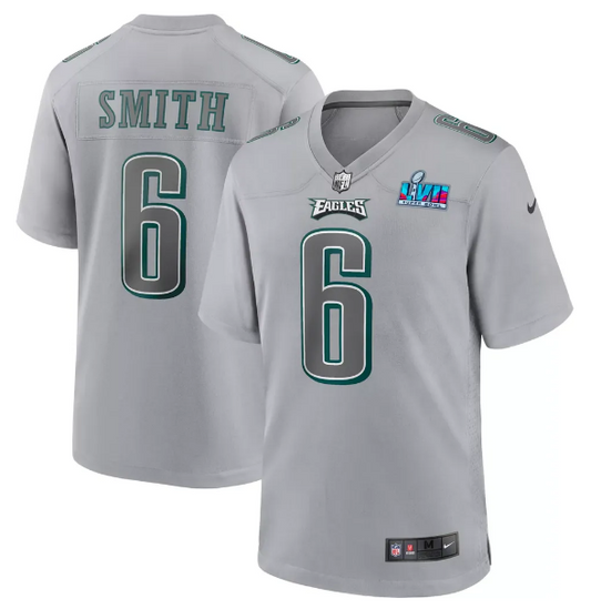 Philadelphia Eagles #6 DeVonta Smith Super Bowl LVIII Atmosphere Youth Jersey - Gray