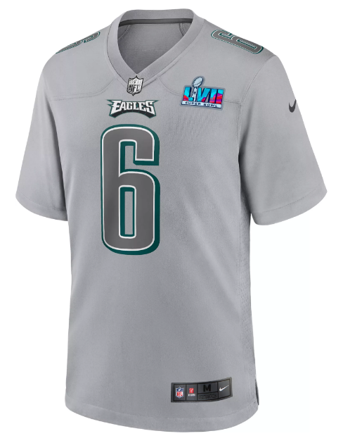 Philadelphia Eagles #6 DeVonta Smith Super Bowl LVIII Atmosphere Youth Jersey - Gray