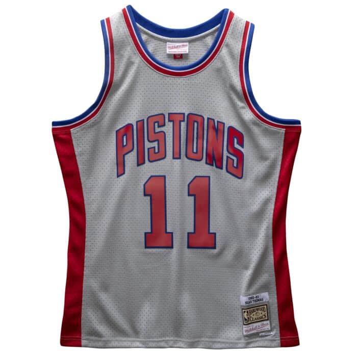 Detroit Pistons Mitchell & Ness #11 Isiah Thomas Gray 1982-83 Hardwood Classic Swingman Jersey